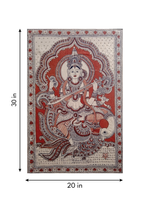 The Goddess of Wisdom: Sarasvati in Red Kalamkari by Siva Reddy 