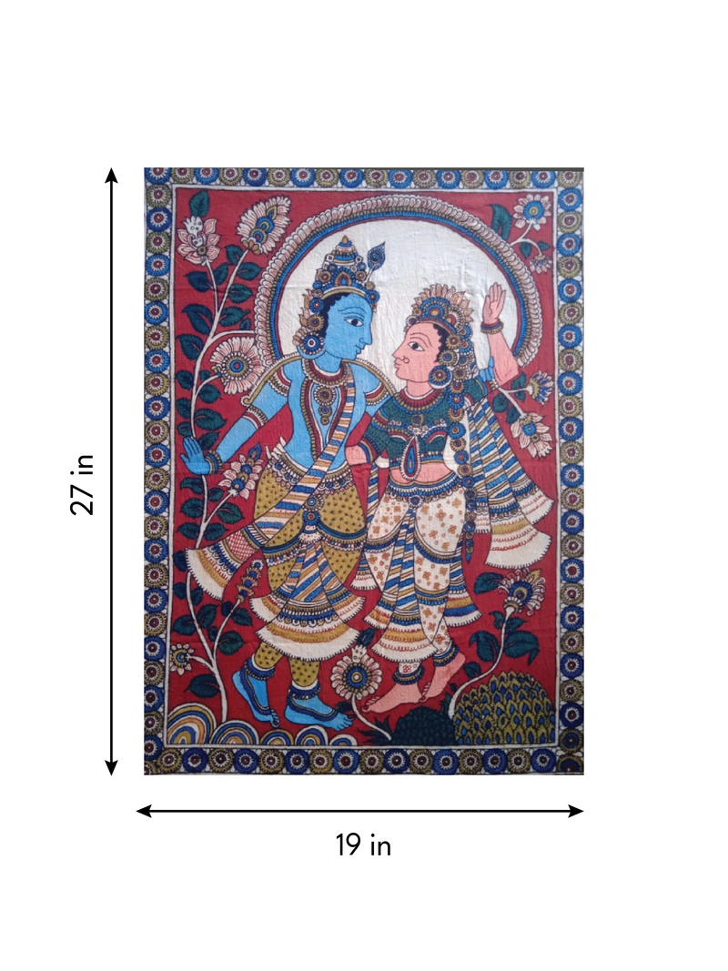 The Graceful Symphony: Radha Krishna in Kalamkari by Siva Reddy