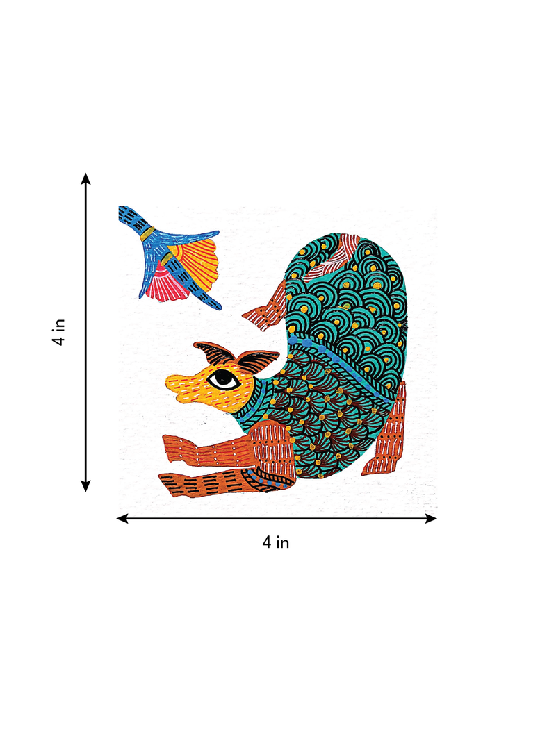 The Graceful Wanderer: A Deer in Gond by Kailash Pradhan