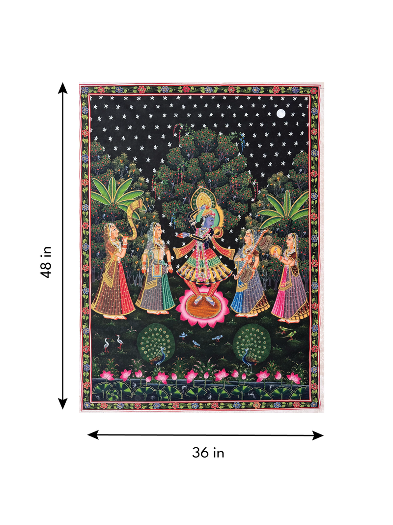 The Night of Devotion: Sharad Purnima in Pichwai Painting by Naveen Soni