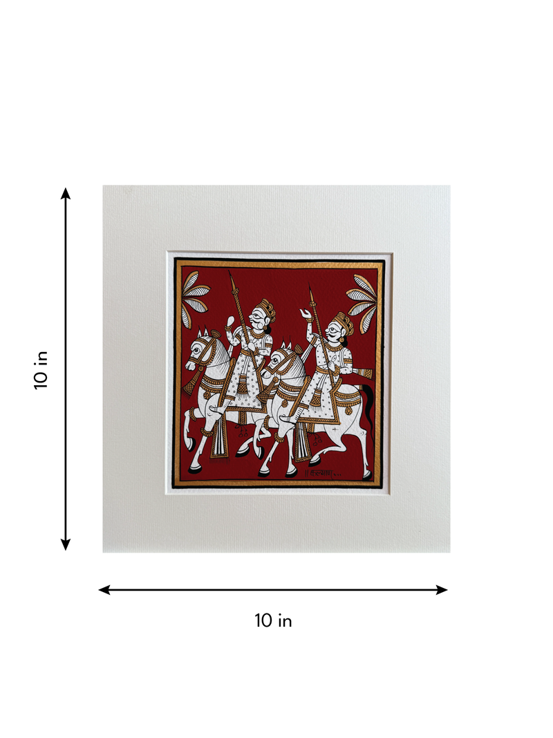 The Royal Cavalry in Procession: A Phad Painting by Kalyan Joshi