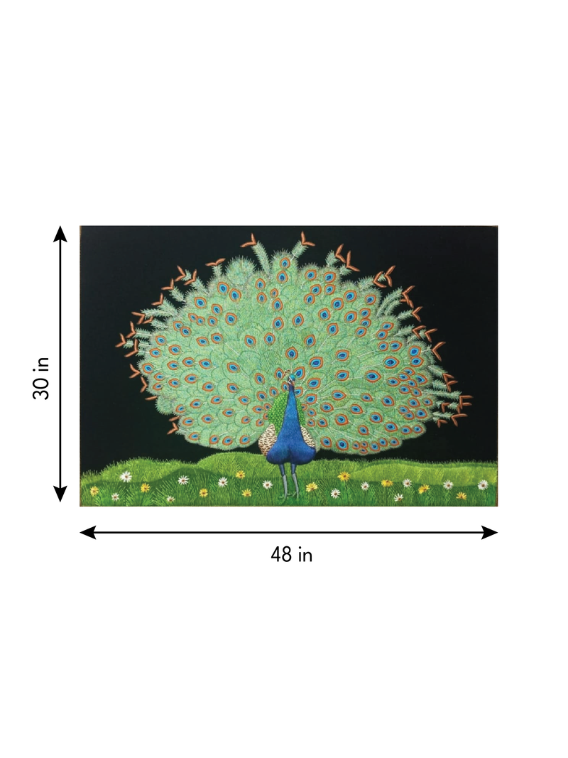 The Royal Peacock: A Zardozi Artwork