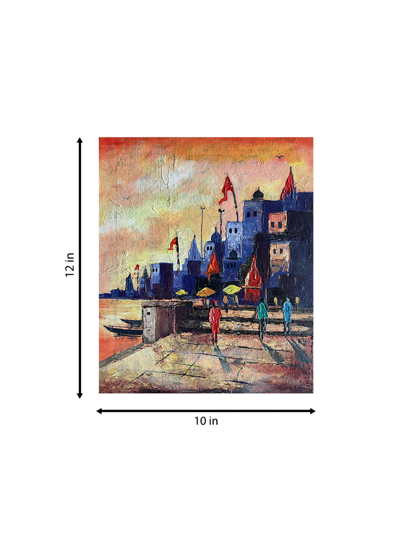 The Spiritual Devotion: Banaras Ghat in Acrylic by Ashish Kumar Mishra
