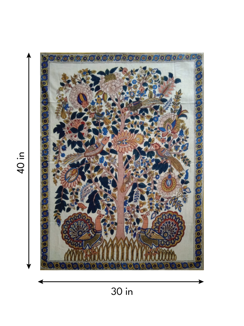 The Tales of Nature: Tree of Life with Peacocks in Kalamkari by Siva Reddy