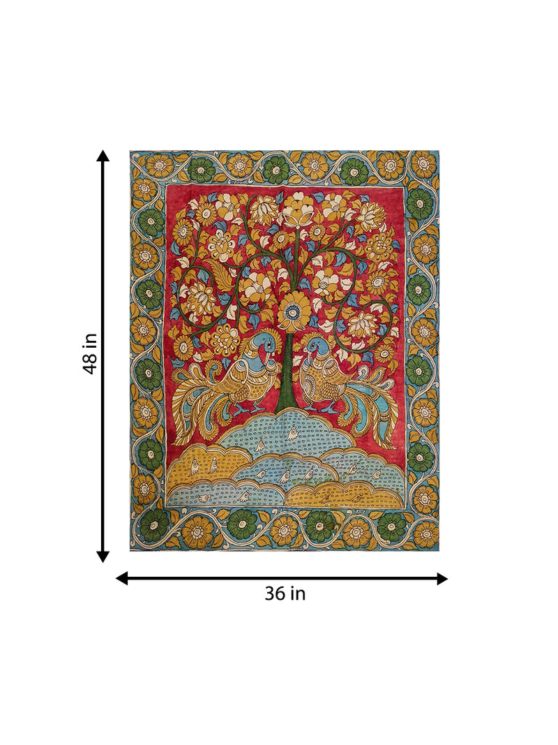 The Tree of Life with Peacocks in Kalamkari by Mannasamudram Viswanath Reddy