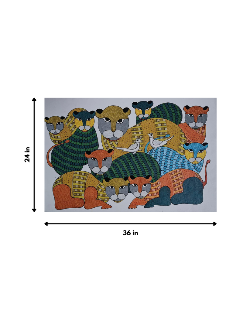 Tigers of the Forest in Gond by Choti Tekam 