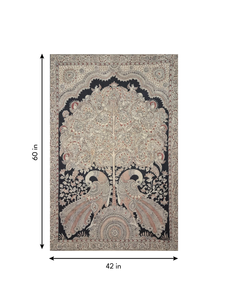 Tree of Life and Peacocks in Kalamkari by Harinath N.