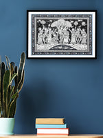 The Divine Radha Krishna and Gopi Rasleela Pattachitra Painting offered for purchase in the shop.