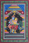 The Delightful Colorful Radha Krishna at Mandapa Pattachitra Painting written in shop for buying.