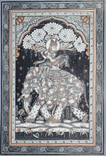 Music of Love: The Splendor of Lord Krishna on Kandarpa Hasti Pattachitra Painting for sale in the shop.