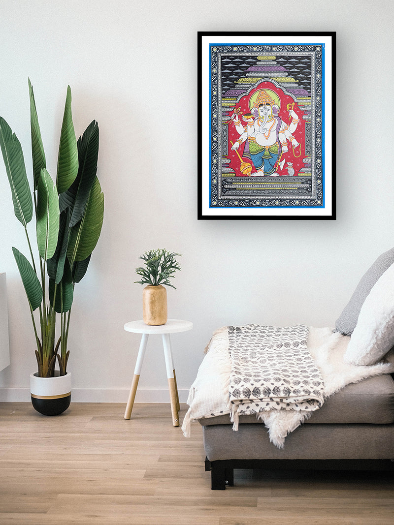 The vibrantly colorful Ganesha at Mandapa Pattachitra painting can be acquainted with through a sale or purchase at the shop.