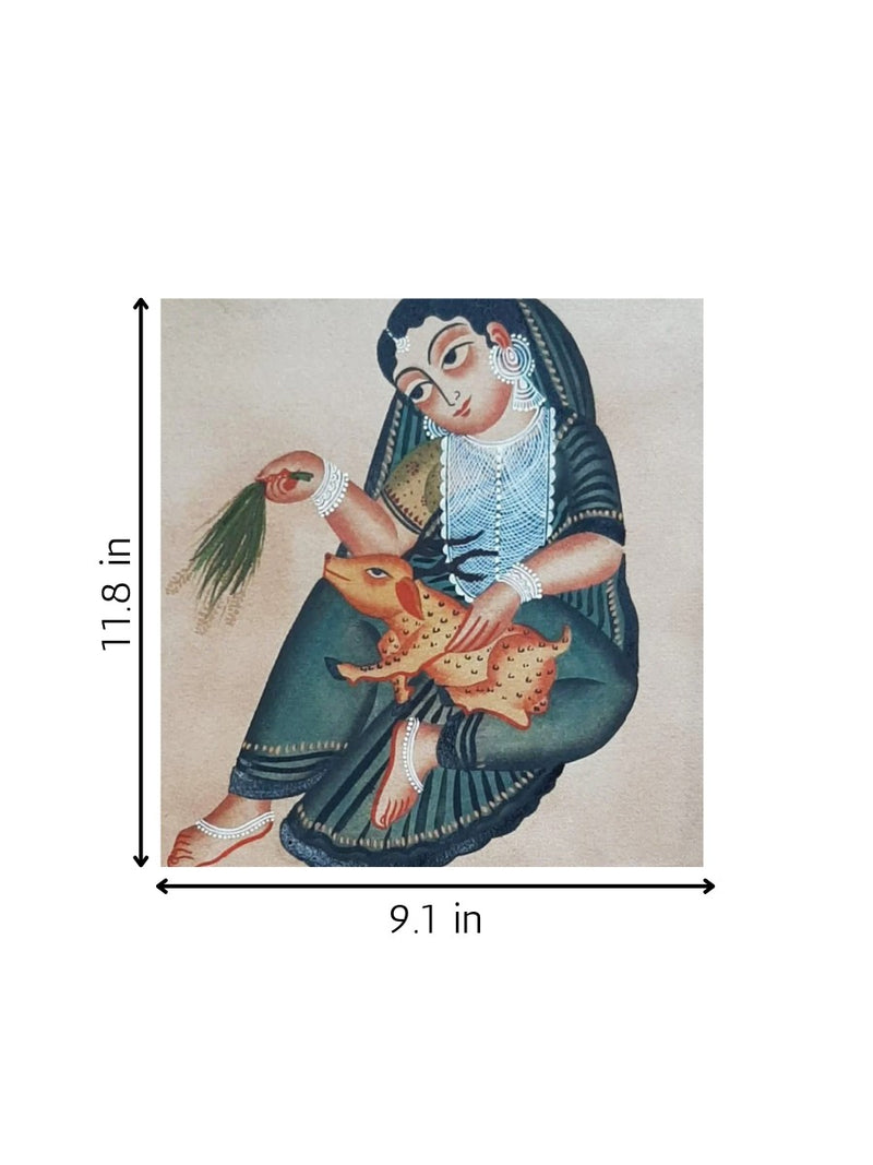Bibi's Peaceful Presence:Kalighat Art for sale