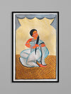 A Woman Twirling her hair: Kalighat painting by Uttam Chitrakar for Sale