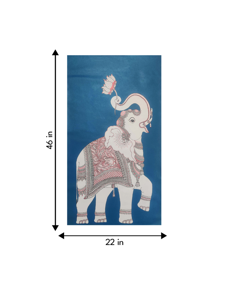 Elephant and Lotus Contemporary Kalamkari for sale