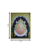 Embodiment of Wealth: A Gilded Portrait of Goddess Lakshmi in Mysore Art for sale