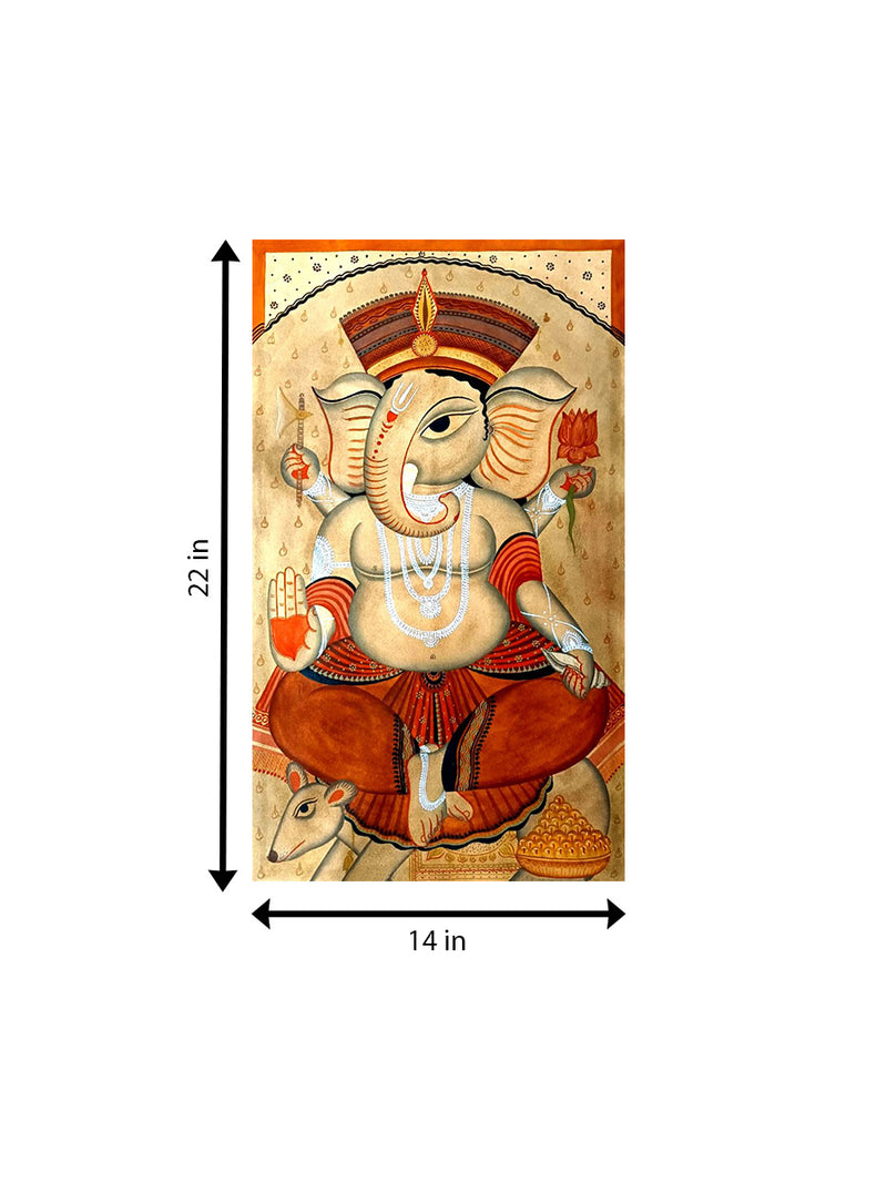 Ganesha's Ornate Brilliance: Kalighat Art by Bapi Chitrakar
