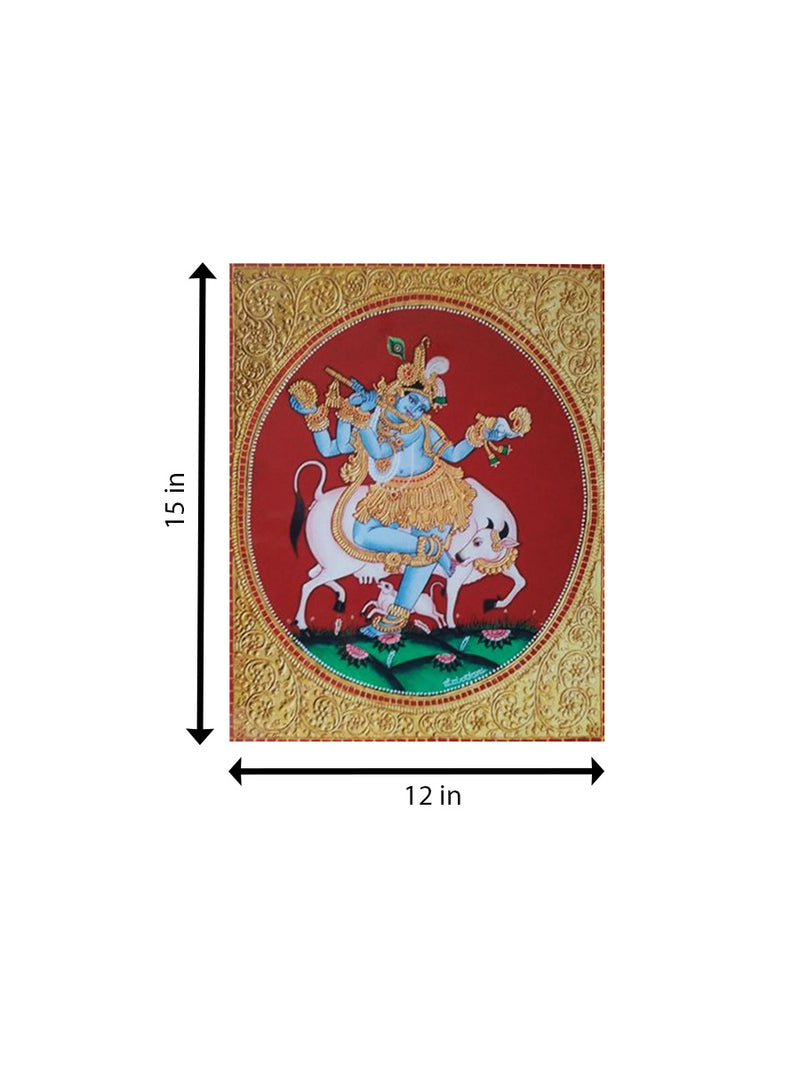 Gopala's Golden Charm: Mysore Painting for sale