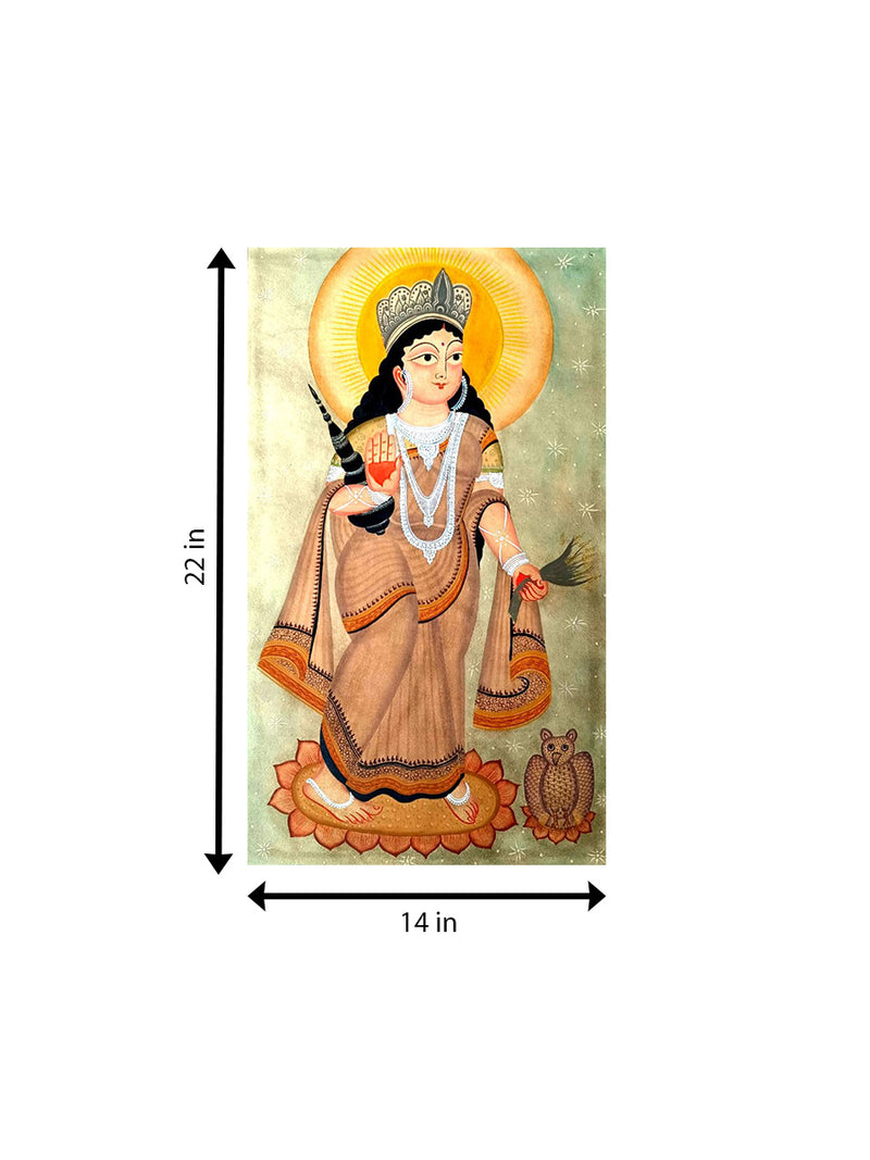 Lakshmi's Divine Grace: Kalighat Art for sale