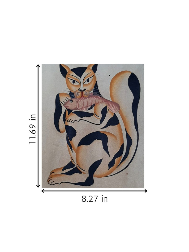 The Mischievous Cat:Kalighat Art by Bapi Chitrakar