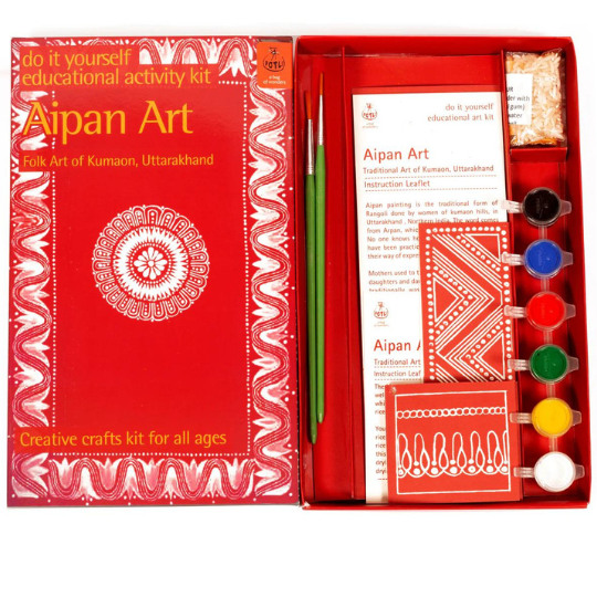 POTLi DIY Educational Colouring Kit - Aipan Painting of Uttarakhand for Young Artists (5 Years +)