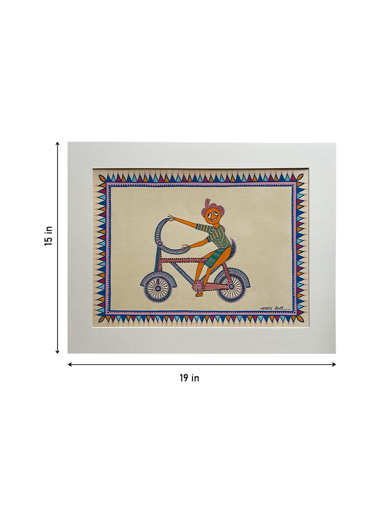 Cycle Ride in Pithora art by Chanchal Soni for Sale