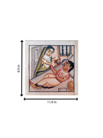 Daily Devotion of couple: Kalighat Art for sale