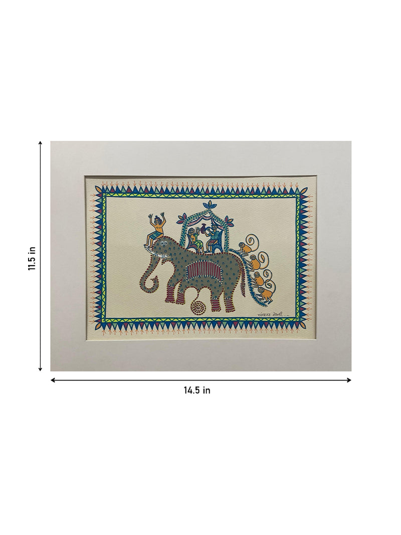 Order Elephant Savari In Pithora art by Chanchal Soni