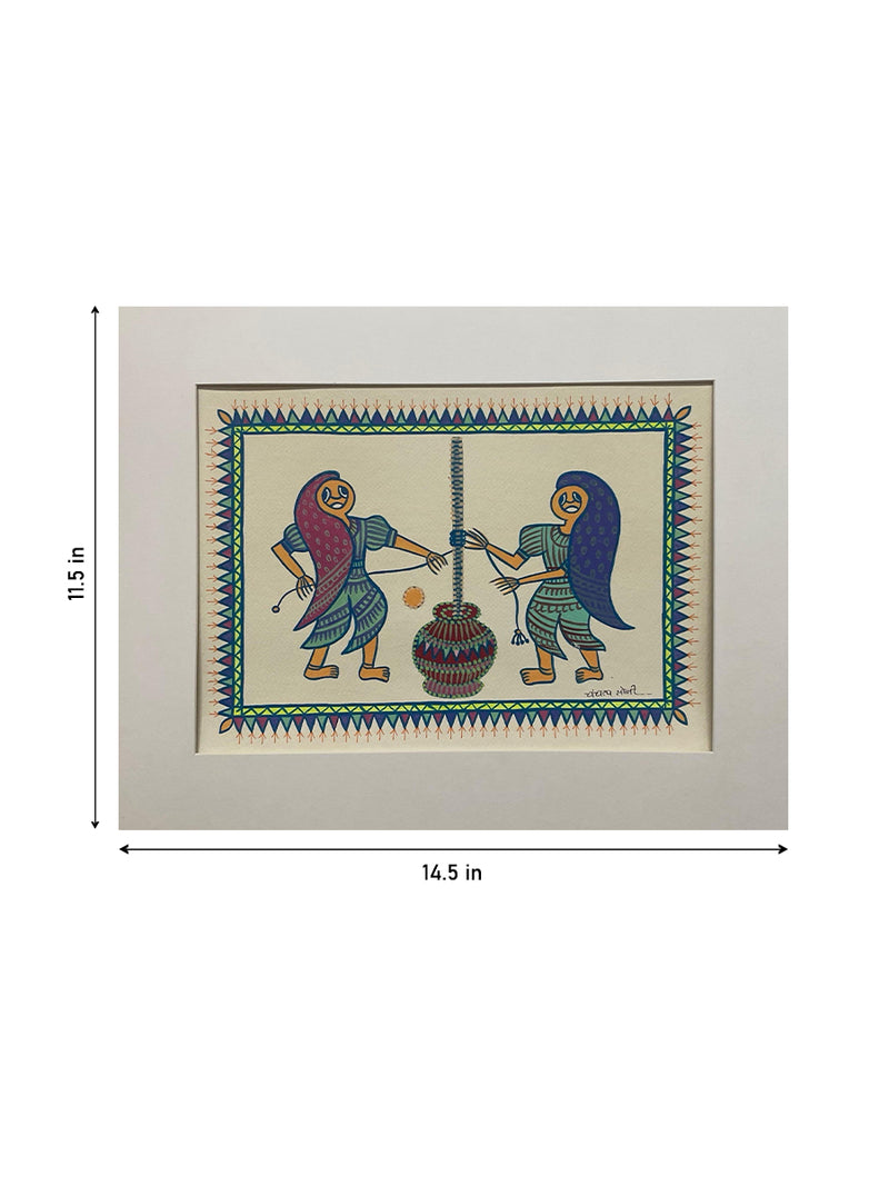 Ladies at Work: Churning Butter In Pithora art by Chanchal Soni for Sale