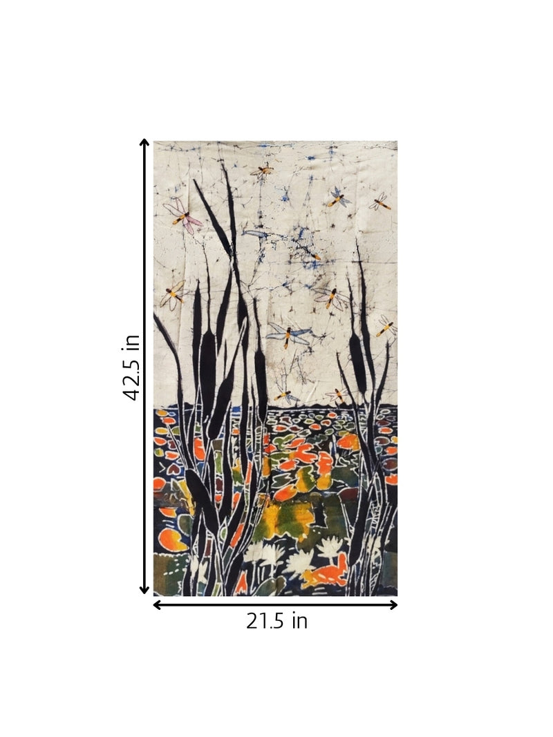 Lotus Pond  in Batik and Kantha for sale