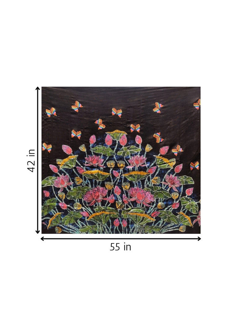  Lotuses and butterflies in Batik and Kantha for sale