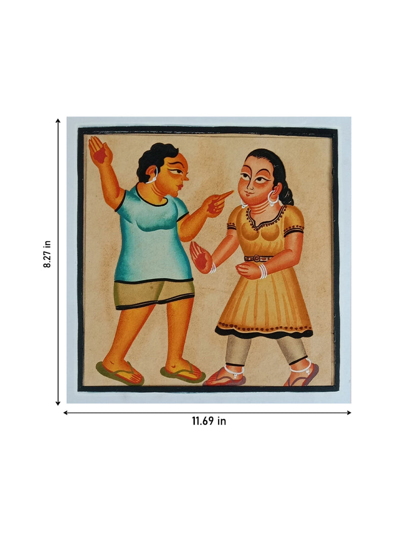 The Modern Girls In Kalighat by Bapi Chitrakar for Sale