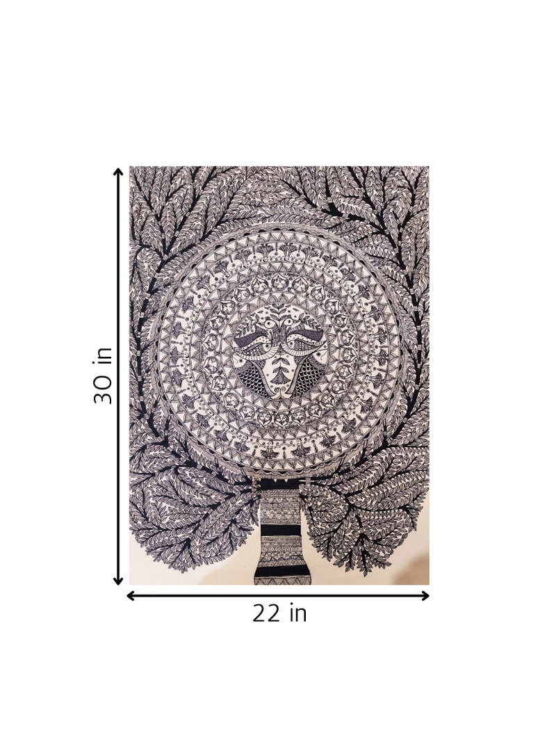 Tree of Life with The Fusion of Godna Style In Madhubani for sale
