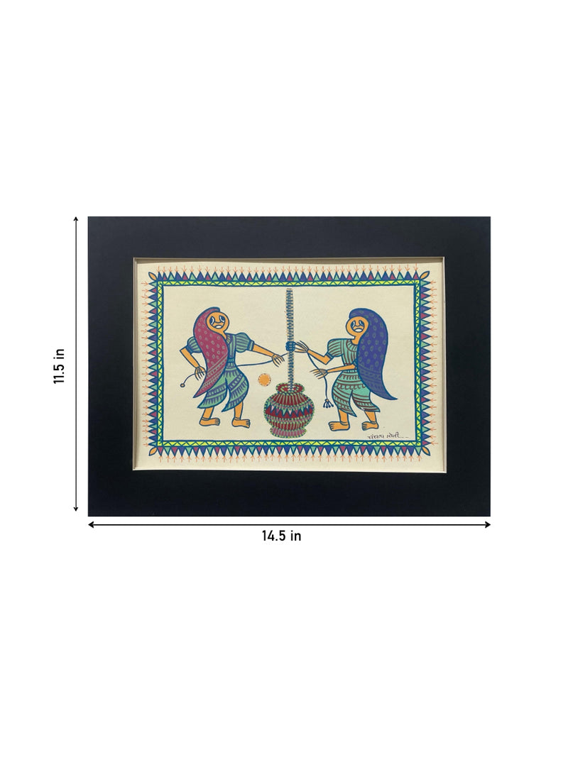 Women Churning Butter In Pithora art by Chanchal Soni