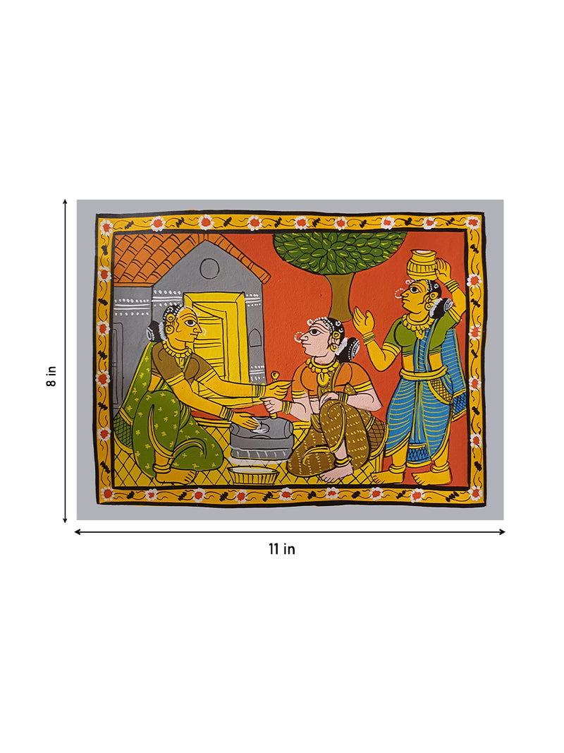Women at Work: A Rural Life Scene In Cheriyal Scroll by Sai Kiran