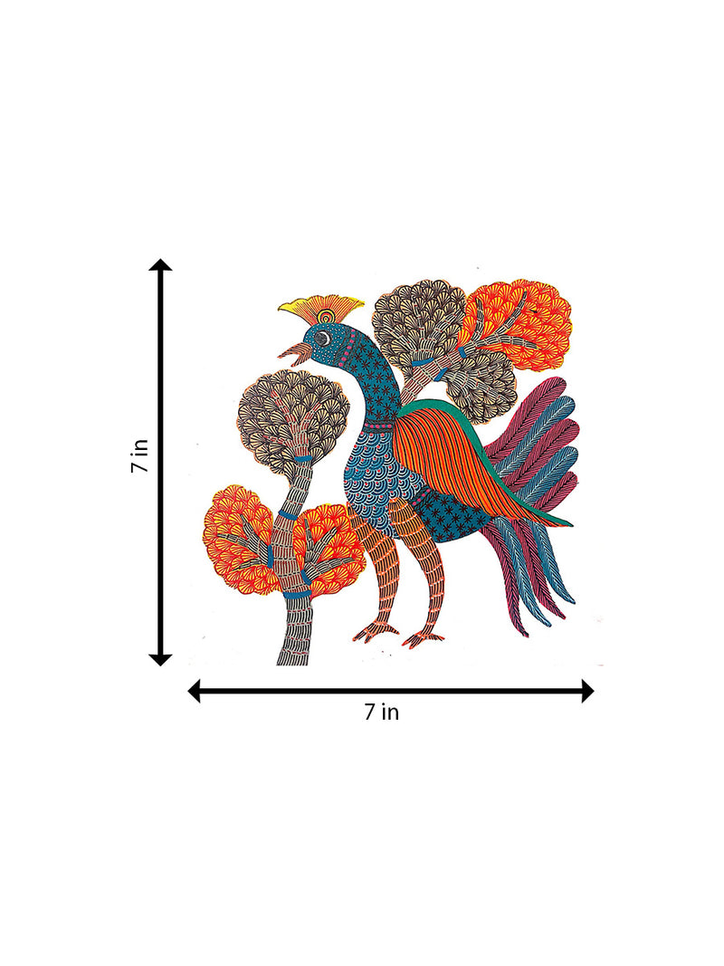 Peacock in Gond by Kailash Pradhan painting 