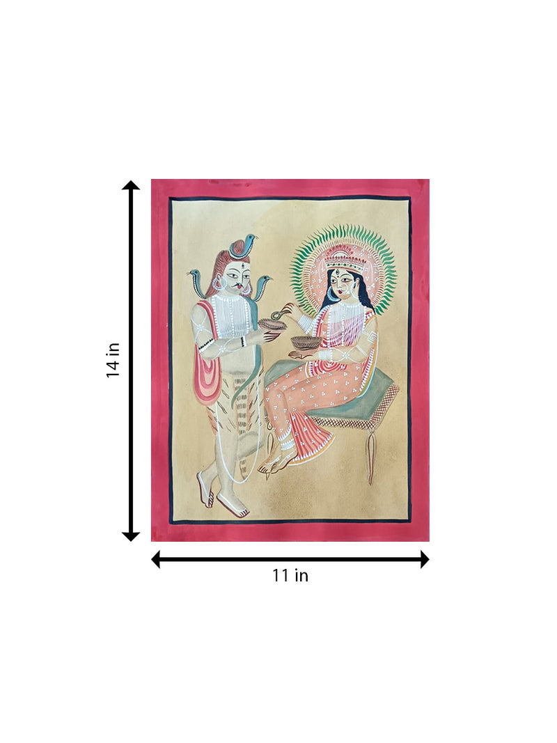Shiv Parvati In Kalighat by Manoranjan Chitrakar  For Sale