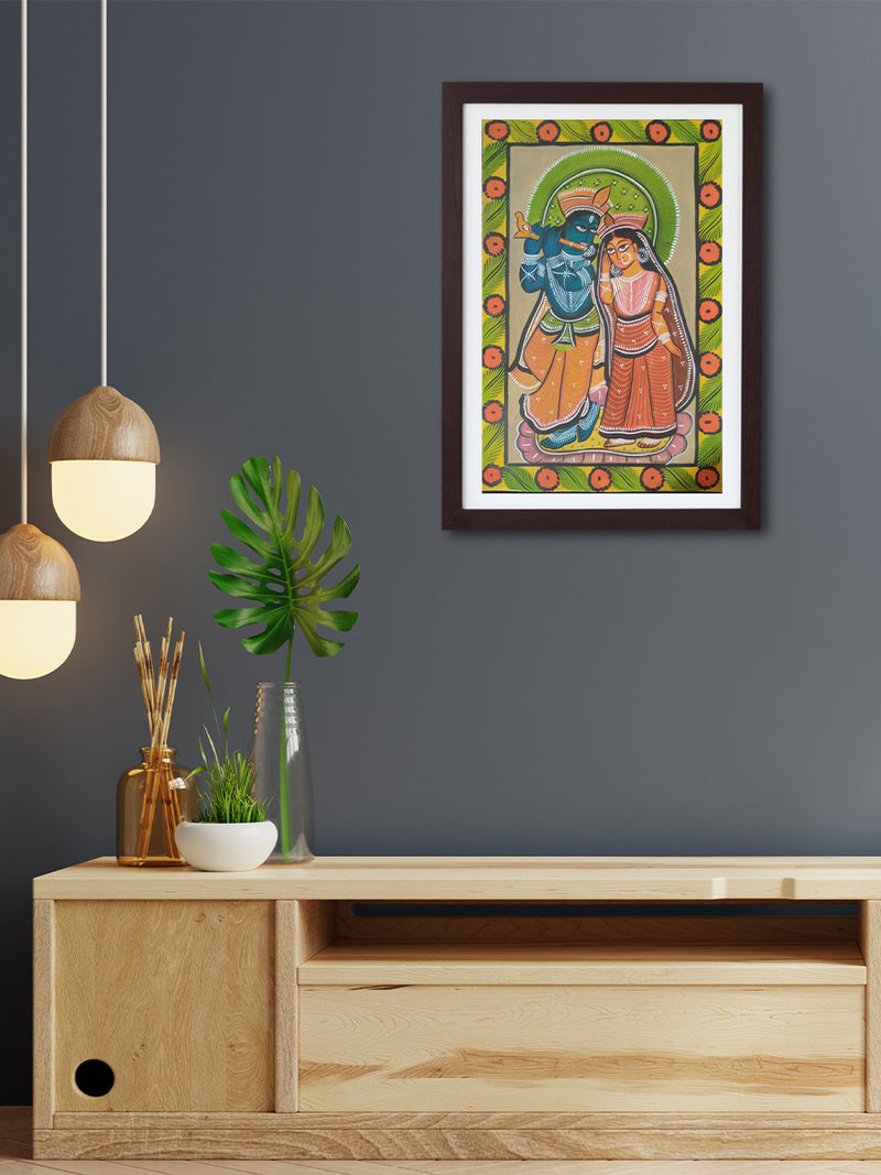 A Tale of Eternal Devotion and Love Bengal Pattachitra Painting  for sale