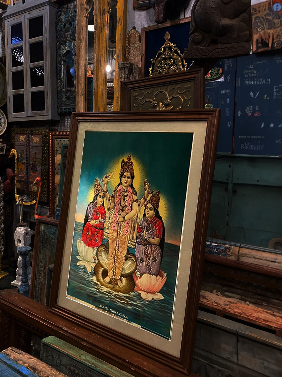 Shop Lord Vishnu with Shri Devi and Bhu Devi's painting