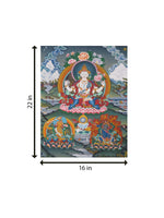 The Trimurty, Three Supreme Gods: Thangka Painting by Krishna Tashi Palmo