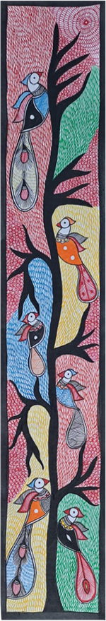 Buy Depiction of a colorful tree owing birds: Madhubani by Vibhuti Nath