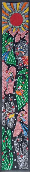 Imagery of a tree under a sun: Madhubani by Vibhuti Nath for Sale