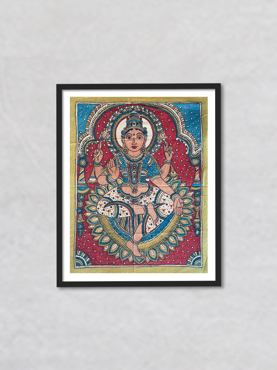 Aura of Abundance: The Divine Grace of Goddess Lakshmi in Kalamkari Splendour by Siva Reddy - for sell