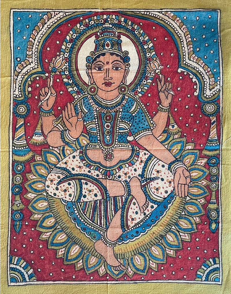 Buy and bring Aura of Abundance: The Divine Grace of Goddess Lakshmi in Kalamkari Splendour 
