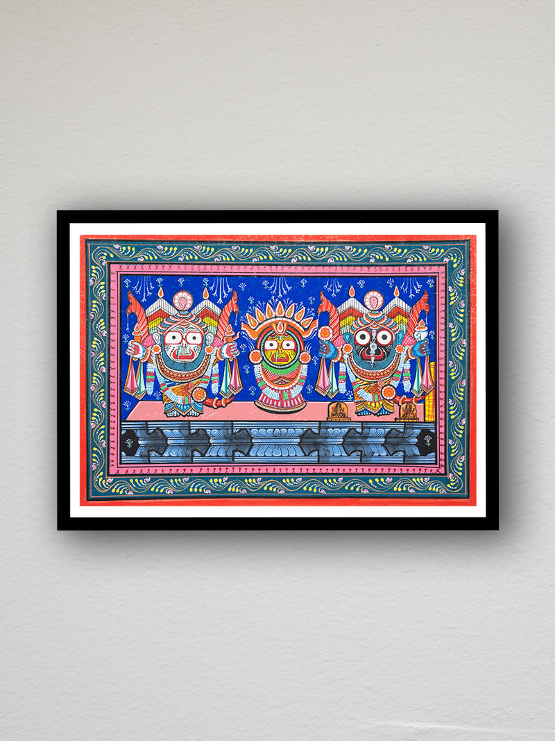 You can buy now the vibrant Jagannath, Subhadra, and Balbhadra in Nagarguna Bhes Pattachitra painting.
