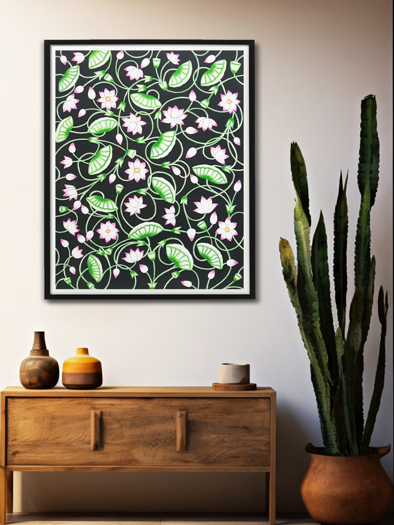Purchase Stylised lotuses in a pond Pichwai art