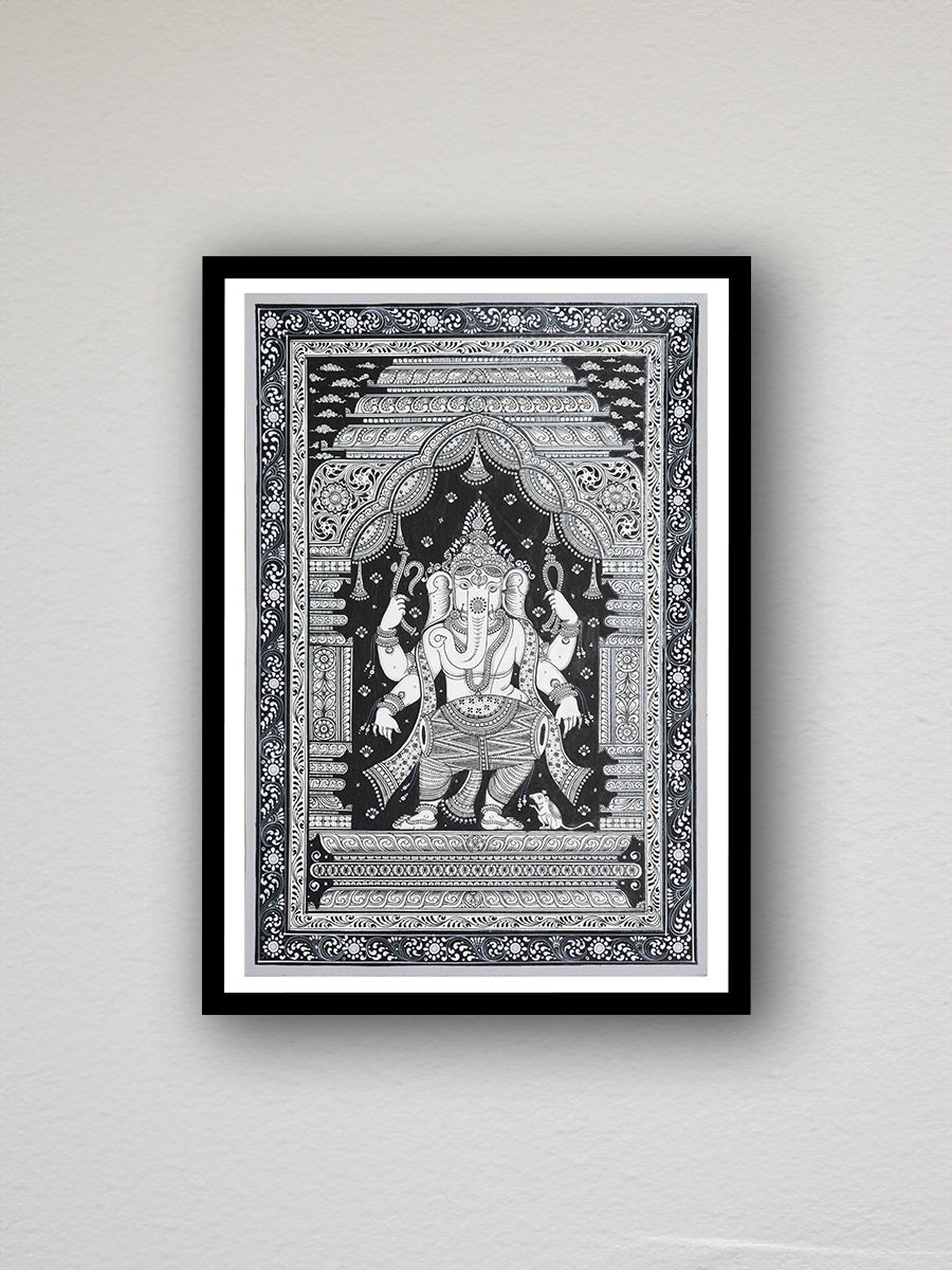 Lyrical Monochrome: The Majestic Ganesha in Pattachitra Painting is available for purchase.