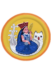  Goddess Lakshmi  Kalighat Plate art of wealth by Hasir Chitrakar