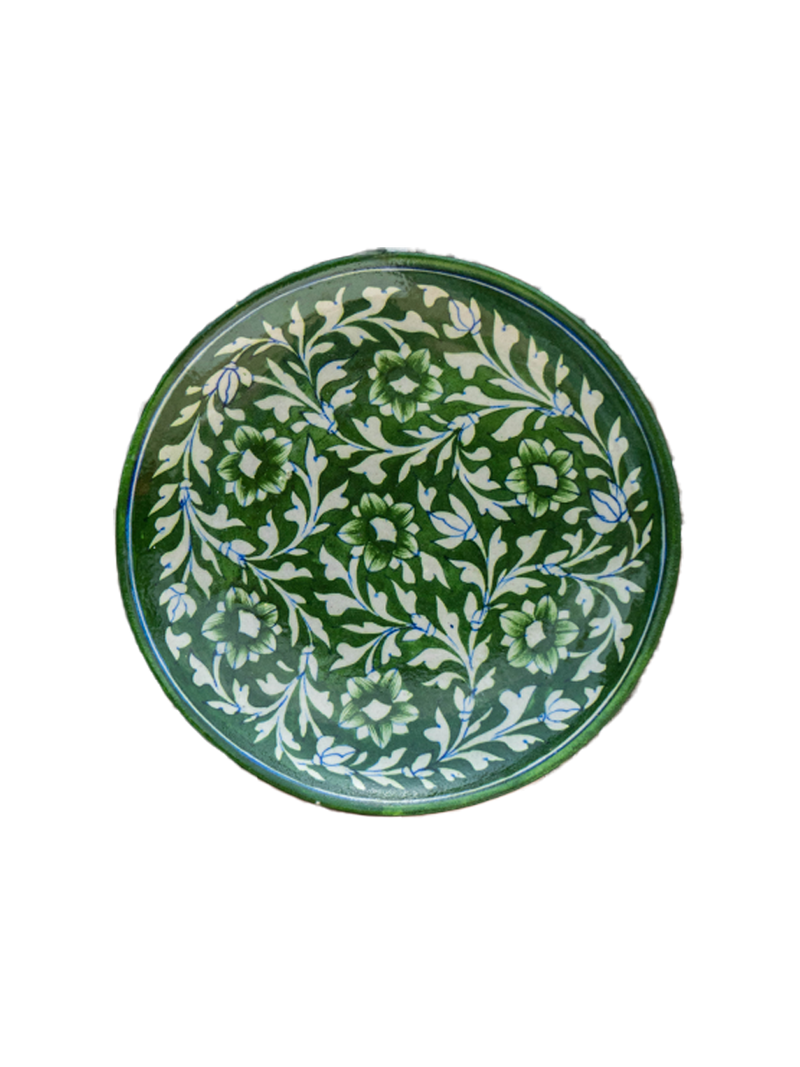 Handmade Green  Pottery Wall Plate For Sale  