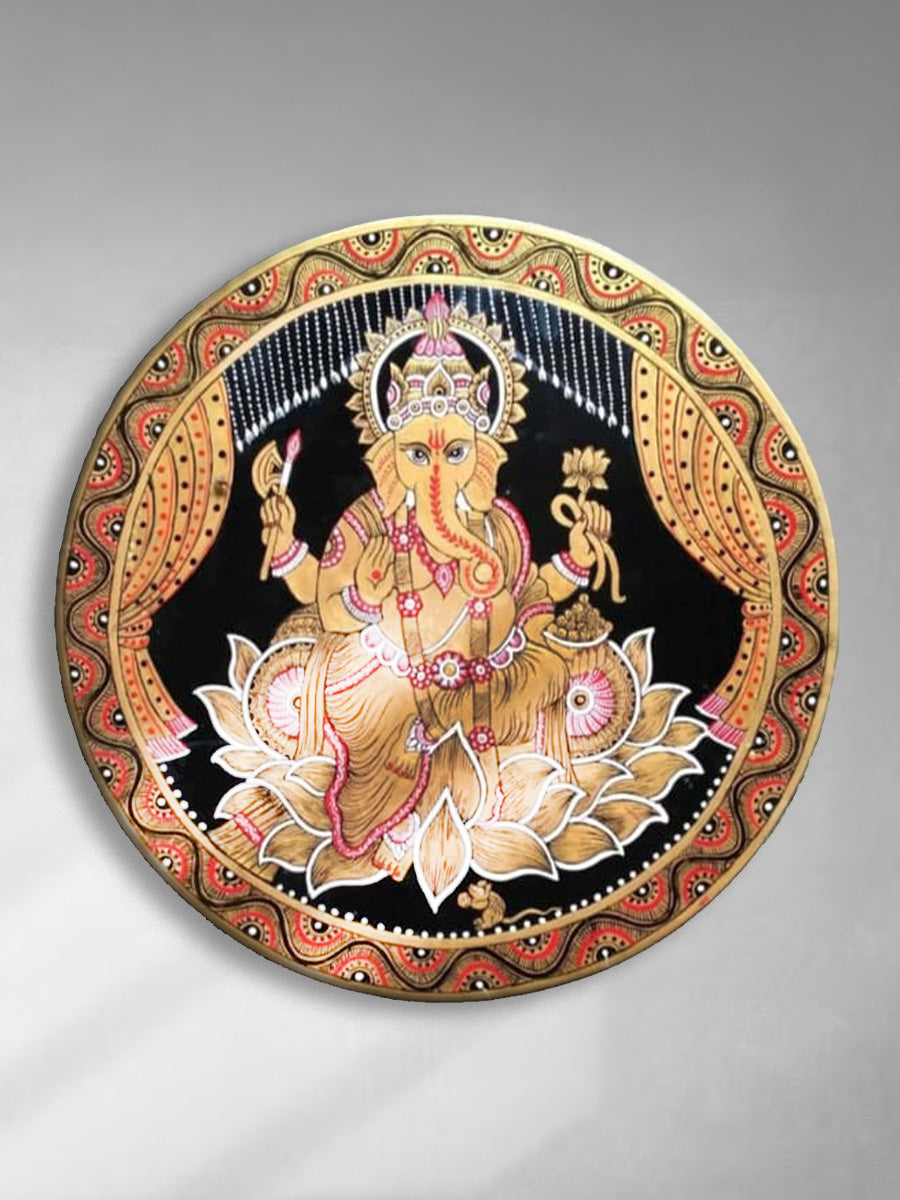 Lord Ganesha Tikuli round Wall Plates for Sale