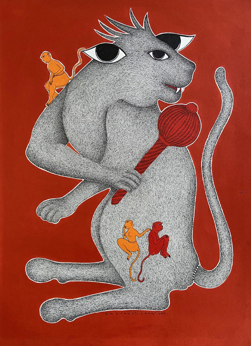 Buy Abstract Monkey Gond painting by Venkat Shyam